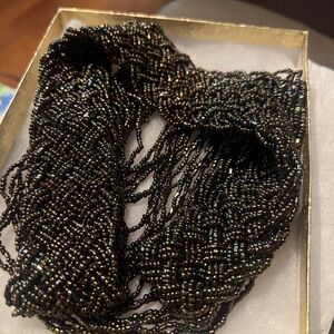 Nepal Glass Seed Bead Necklace Multi Braided Brown Metallic opalescent copper